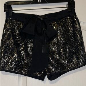 BCBGMaxAzria Black Sequin High Waist Shorts